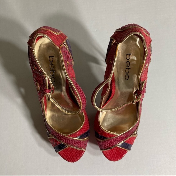 Bebe Clarissa Peeptoe Pumps Platform High Heels - Picture 6 of 12